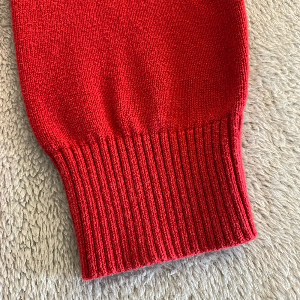 Nautica Red V-Neck Sweater Bold Knit Design - Picture 4 of 5
